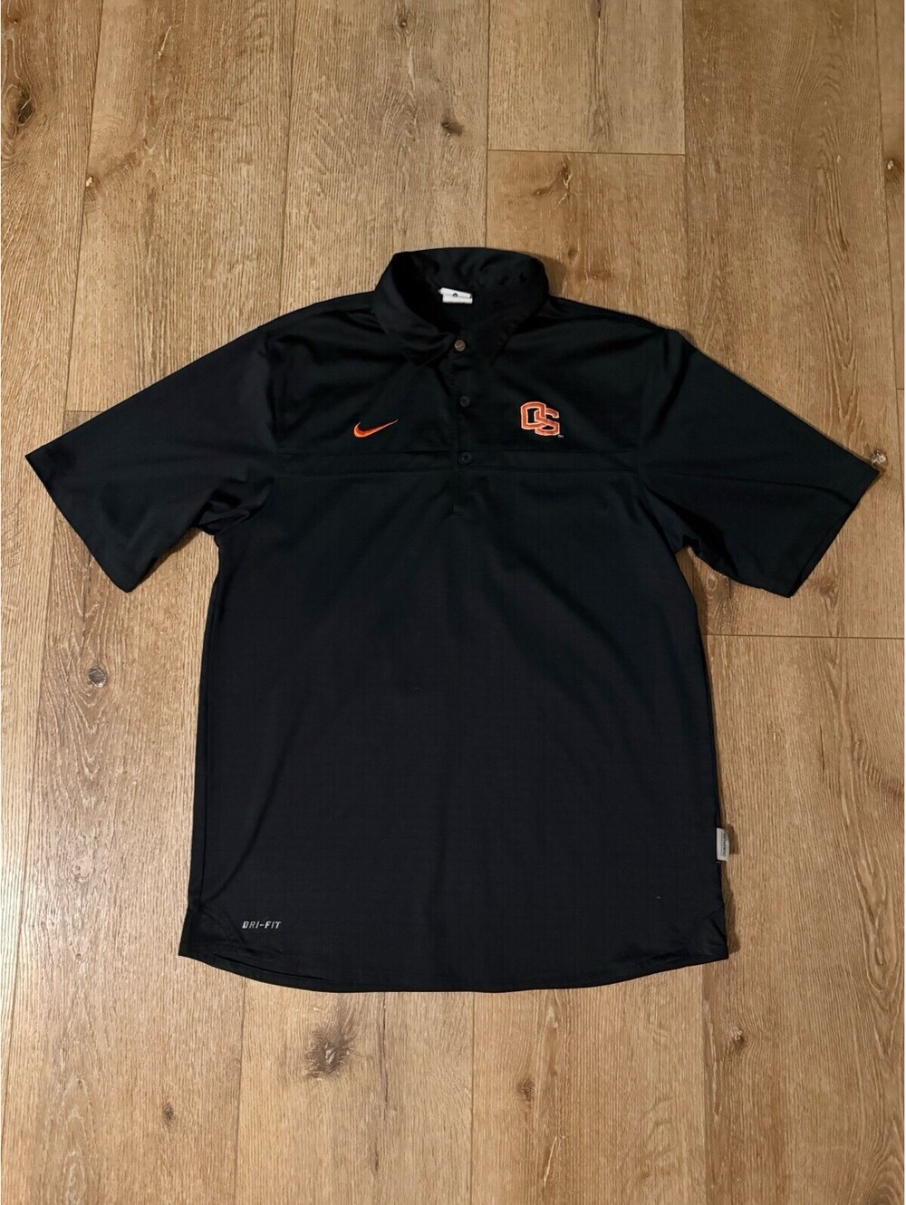 Nike Mens Oregon State Black Short Sleeve Polo Shirt Dri-Fit Size Medium